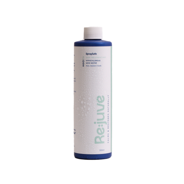 Image shows re:juve HOCL hypochlorous acid spray by SpraySafe 320ml