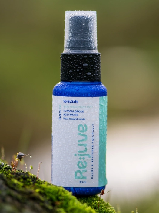 image shows SpraySafe Re:juve 30ml hypochlorous acid spray (HOCl) skin care treatment